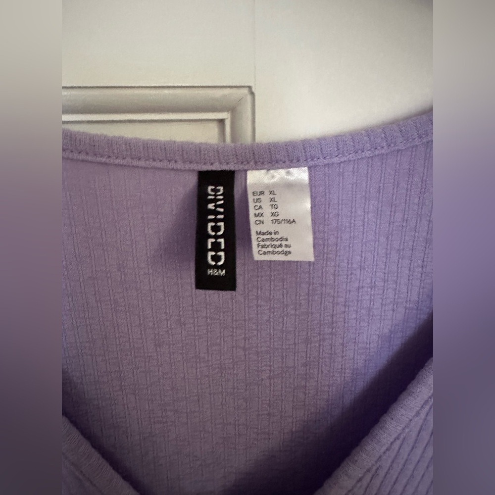 Divided Lilac Ribbed Long Sleeve Crop Top - Picture 2 of 3